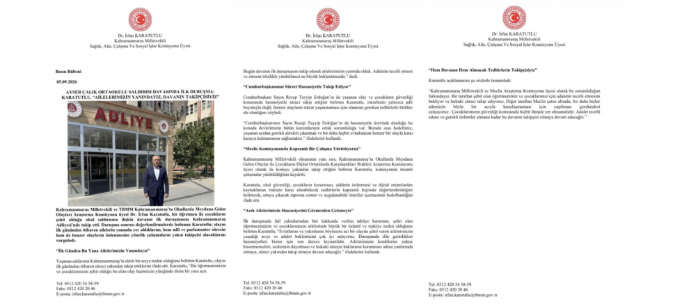 İrfan Karatutlu: Ailelerimizin Yanındayız Davanın Ve Alınacak Tedbirlerin Takipçisiyiz - GÜNDEM - İnternetin Ajansı