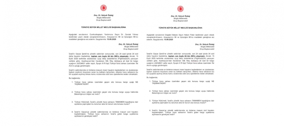ÖMER AYDOĞMUŞ: “TÜRK HAVA SAHASI ÜZERİNDEN İSRAİL’E GİDEN UÇAKLARIN TAŞIDIĞI YÜK KAMUOYUNUN BİLGİSİNE SUNULMALIDIR” - GÜNDEM - İnternetin Ajansı